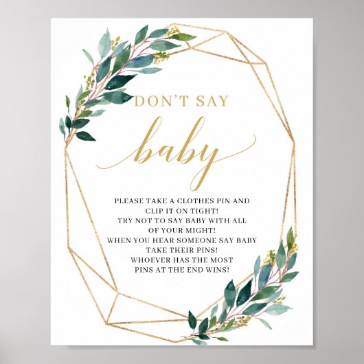 Groene eucalyptus gold niet voor baby-spelbord poster (Voorkant)