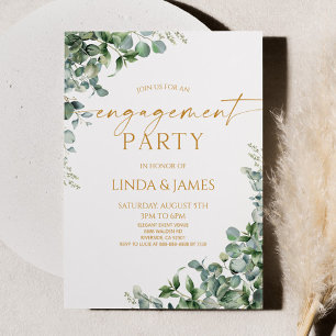 Groene Eucalyptus Gold Wedding Engagement Party Kaart