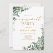 Groene Eucalyptus Gold Wedding Engagement Party Kaart (Voorkant)