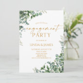 Groene Eucalyptus Gold Wedding Engagement Party Kaart (Staand voorkant)