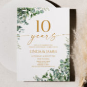 Groene Eucalyptus Goud 10e bruiloft Jubileum Kaart