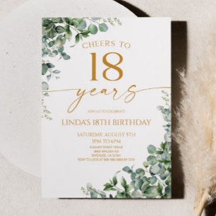 Groene Eucalyptus Goud 18e Verjaardagsfeestje Kaart