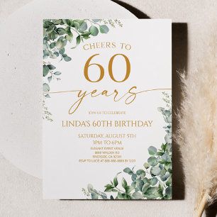 Groene Eucalyptus Goud 60ste Verjaardagsfeestje Kaart