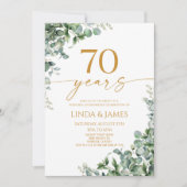 Groene Eucalyptus Goud 70ste Huwelijksverjaardag Kaart (Voorkant)