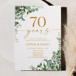 Groene Eucalyptus Goud 70ste Huwelijksverjaardag Kaart