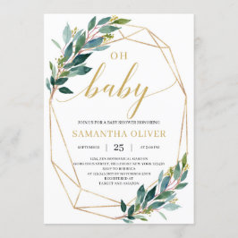 Groene eucalyptus goud geometrisch Oh Baby shower Kaart