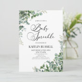 Groene Eucalyptus groen Botanische Baby Sprinkle Kaart (Staand voorkant)