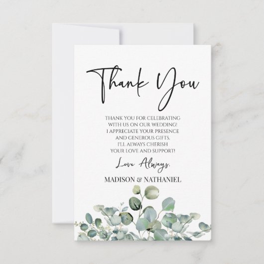 Groene eucalyptus groen tuin aangepaste foto bedankkaart (Voorkant)