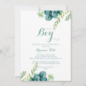  groene eucalyptus Het is een Baby shower van een  Kaart (Voorkant)