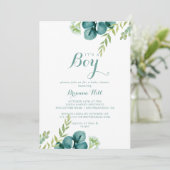 groene eucalyptus Het is een Baby shower van een Kaart (Staand voorkant)