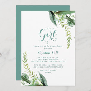 groene eucalyptus Het is een meisje Baby shower Kaart