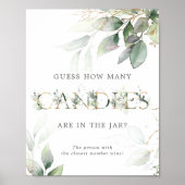 Groene Eucalyptus Hoeveel Candys Bord Poster (Voorkant)