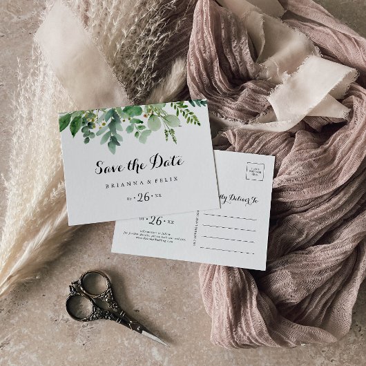 Groene Eucalyptus Horizontaal opslaan Datum Briefkaart