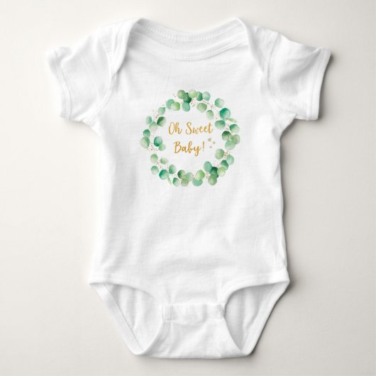 Groene Eucalyptus Houten Quote Baby Romper (Voorkant)
