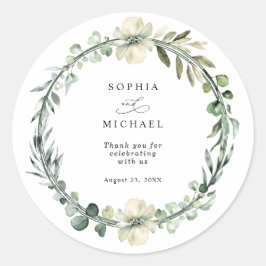 Groene Eucalyptus Huwelijk Ronde Sticker