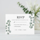 Groene Eucalyptus Huwelijks RSVP Kaartje (Staand voorkant)