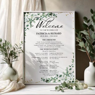 Groene Eucalyptus Huwelijksceremonie Programma Bor Poster