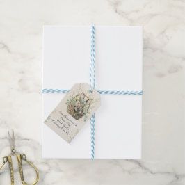 Groene eucalyptus konijn baby shower cadeaulabel
