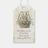 Groene eucalyptus konijn baby shower cadeaulabel (Voorkant)