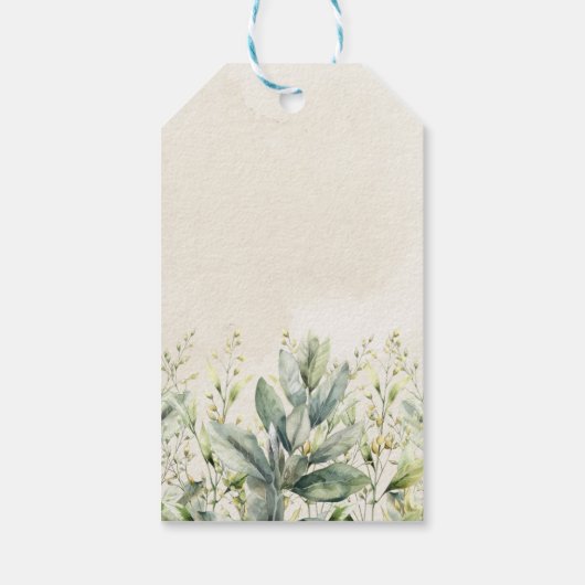 Groene eucalyptus konijn baby shower cadeaulabel (Achterkant)