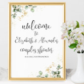 Groene Eucalyptus Koppel Bruisfeest Welkomstbord Poster