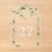 Groene Eucalyptus Krans Arch Acryl Tabel Nummer Uitnodigingen (Voorkant)