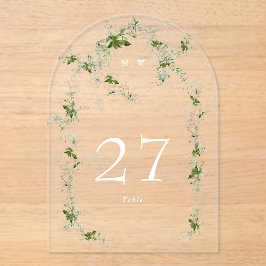Groene Eucalyptus Krans Arch Acryl Tabel Nummer Uitnodigingen