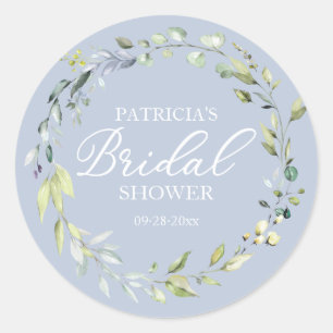 Groene Eucalyptus Krans Bruidsfeest Favor Tag Ronde Sticker