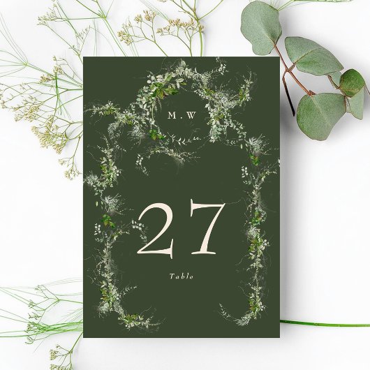 Groene Eucalyptus krans Elegant Monogram Bruiloft Kaart