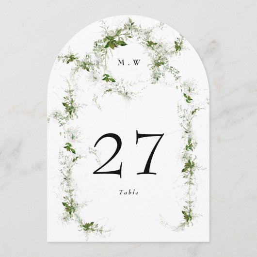 Groene Eucalyptus Krans Monogram Boog Tabel Nummer Kaart (Achterkant)