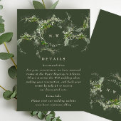 Groene Eucalyptus krans Monogram Bruiloft Details Informatiekaartje