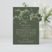 Groene Eucalyptus krans Monogram Bruiloft Details Informatiekaartje (Staand voorkant)