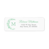 Groene Eucalyptus Krans Monogram Terug Adres Etiket (Voorkant)