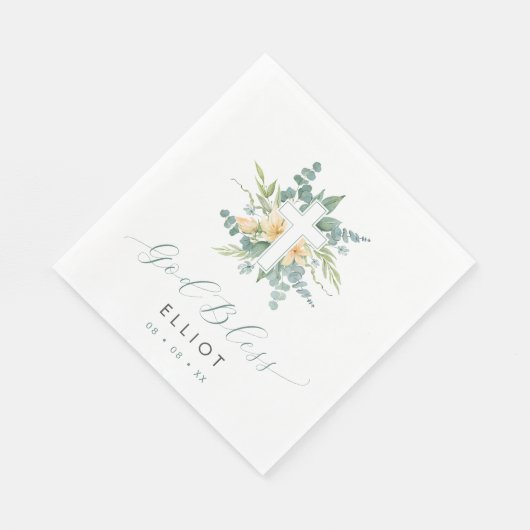 Groene eucalyptus kruis God zegene doop Servet (Hoek)