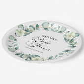 Groene eucalyptus laat botanisch Baby shower achte Papieren Bordje (Gekanteld)