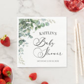 Groene eucalyptus laat botanisch Baby shower achte Servet (Insitu)