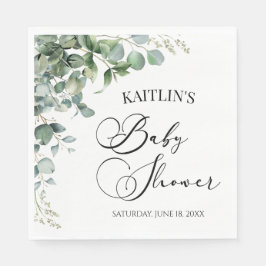 Groene eucalyptus laat botanisch Baby shower achte Servet