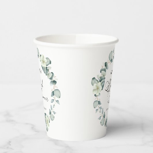 Groene eucalyptus laat botanisch Vrijgezellenfeest Papieren Bekers (Links)