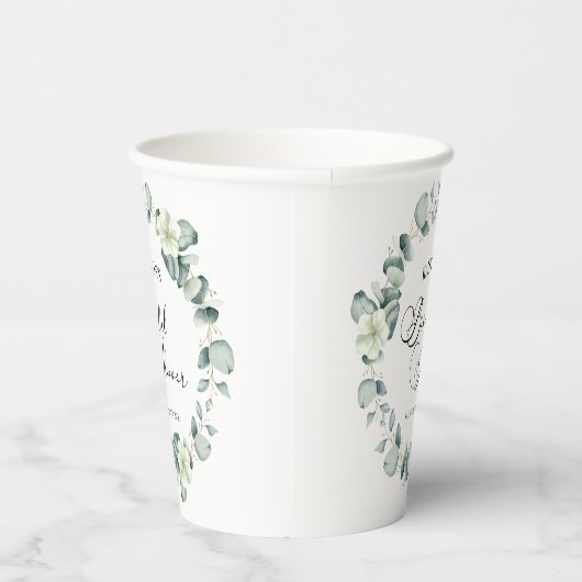 Groene eucalyptus laat botanisch Vrijgezellenfeest Papieren Bekers (Rechts)