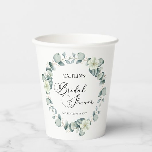 Groene eucalyptus laat botanisch Vrijgezellenfeest Papieren Bekers (Voorkant)
