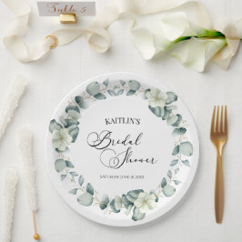 Groene eucalyptus laat botanisch Vrijgezellenfeest Papieren Bordje