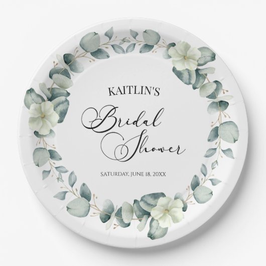 Groene eucalyptus laat botanisch Vrijgezellenfeest Papieren Bordje (Voorkant)