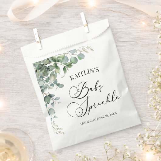 Groene eucalyptus laat botanische Baby sprenkelen Bedankzakje (Geknipt)