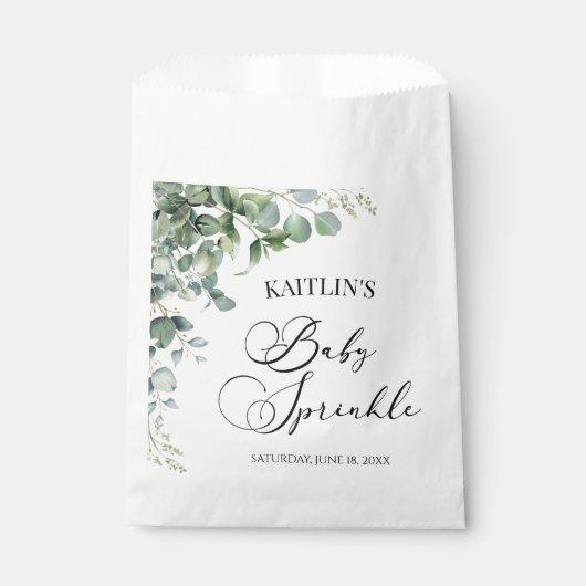 Groene eucalyptus laat botanische Baby sprenkelen Bedankzakje (Voorkant)