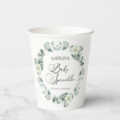 Groene eucalyptus laat botanische Baby sprenkelen Papieren Bekers (Achterkant)