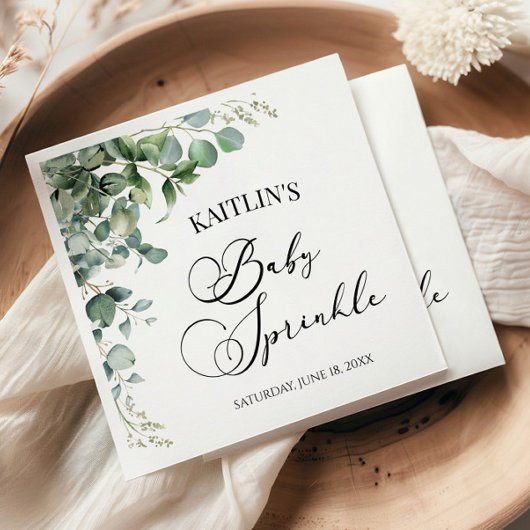 Groene eucalyptus laat botanische Baby sprenkelen Servet