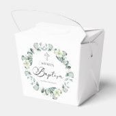 Groene eucalyptus laat botanische doop bedankdoosjes (Achterkant)