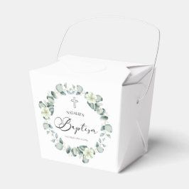 Groene eucalyptus laat botanische doop bedankdoosjes