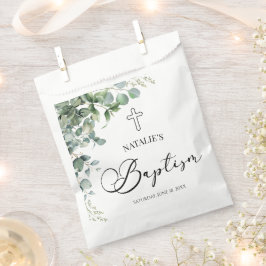 Groene eucalyptus laat botanische doop bedankzakje
