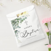 Groene eucalyptus laat botanische doop bedankzakje (Gezegeld)